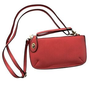 Susan Joy Mini Crossbody Wristlet Clutch, Salmon Pink